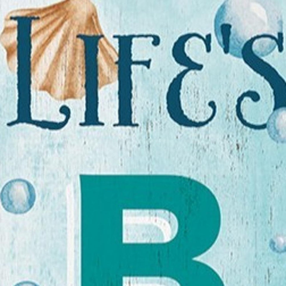 36" Aqua Solid Wood Life's a Beach Porch Sign