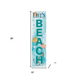 36" Aqua Solid Wood Life's a Beach Porch Sign