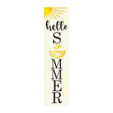 36" White Yellow And Black Solid Wood Hello Summer Porch Sign