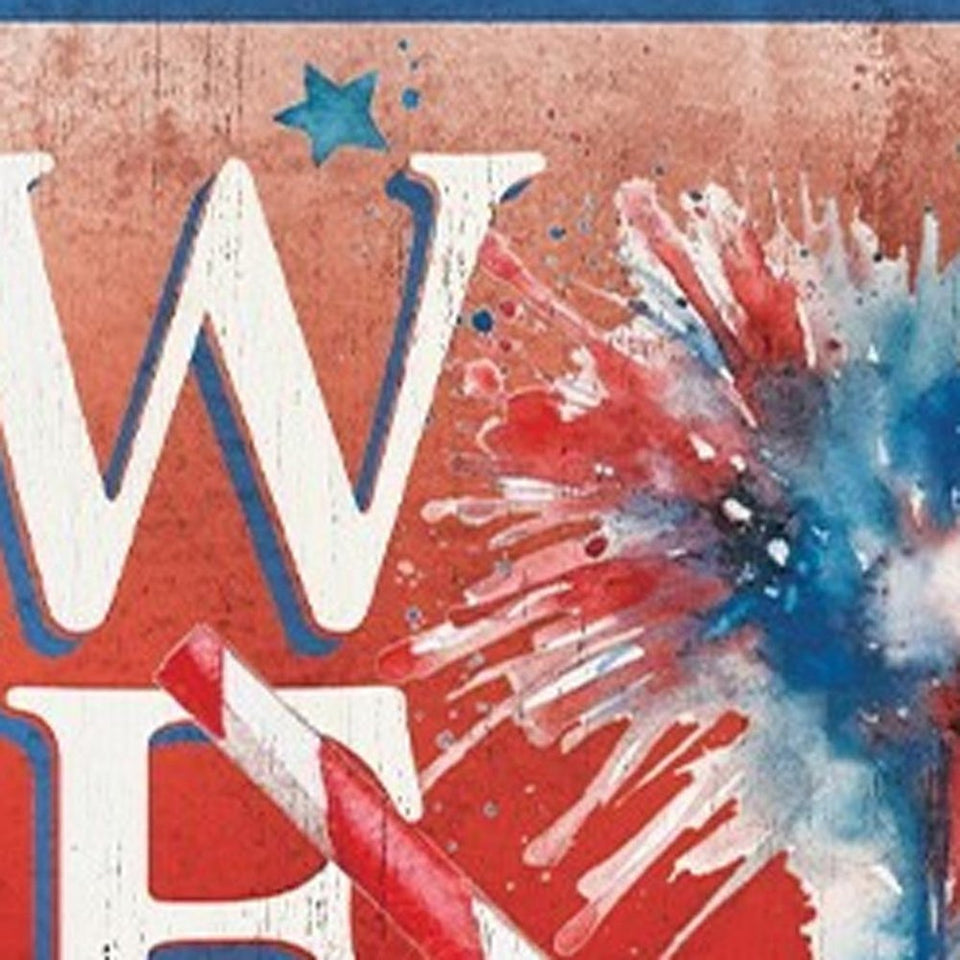 36" Red White And Blue Solid Wood Welcome Porch Sign