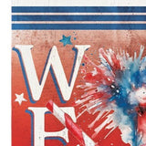 36" Red White And Blue Solid Wood Welcome Porch Sign