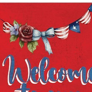 36" Blue Red And White Solid Wood Welcome To Our Porch Porch Sign