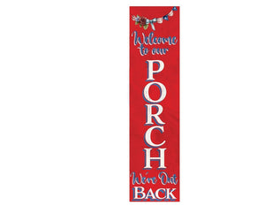 36" Blue Red And White Solid Wood Welcome To Our Porch Porch Sign