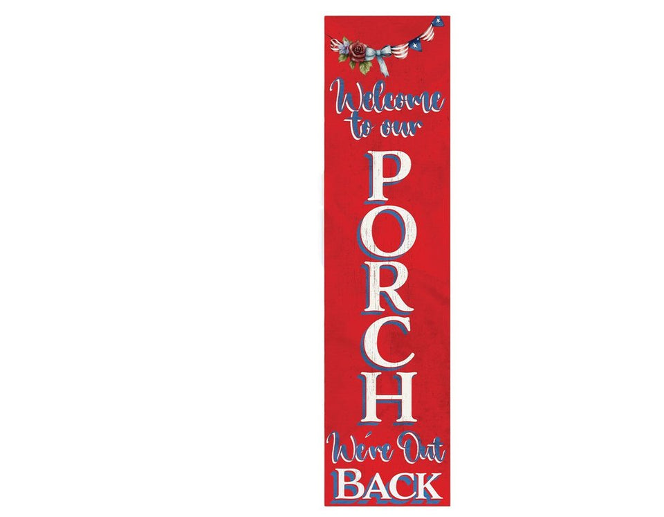 36" Blue Red And White Solid Wood Welcome To Our Porch Porch Sign