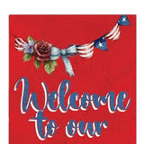 36" Blue Red And White Solid Wood Welcome To Our Porch Porch Sign