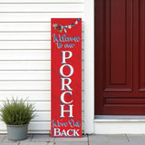 36" Blue Red And White Solid Wood Welcome To Our Porch Porch Sign