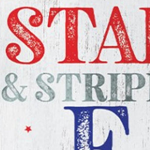36" Blue Red And White Solid Wood Stars and Stripes July Fourth Fireworks Porch Sign