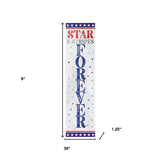 36" Blue Red And White Solid Wood Stars and Stripes July Fourth Fireworks Porch Sign