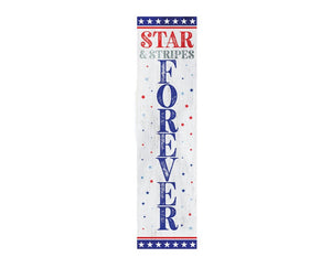36" Blue Red And White Solid Wood Stars and Stripes July Fourth Fireworks Porch Sign