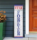 36" Blue Red And White Solid Wood Stars and Stripes July Fourth Fireworks Porch Sign