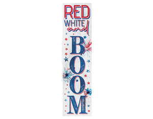 36" Blue Red And White Solid Wood Red White Boom July Fourth Fireworks Porch Sign