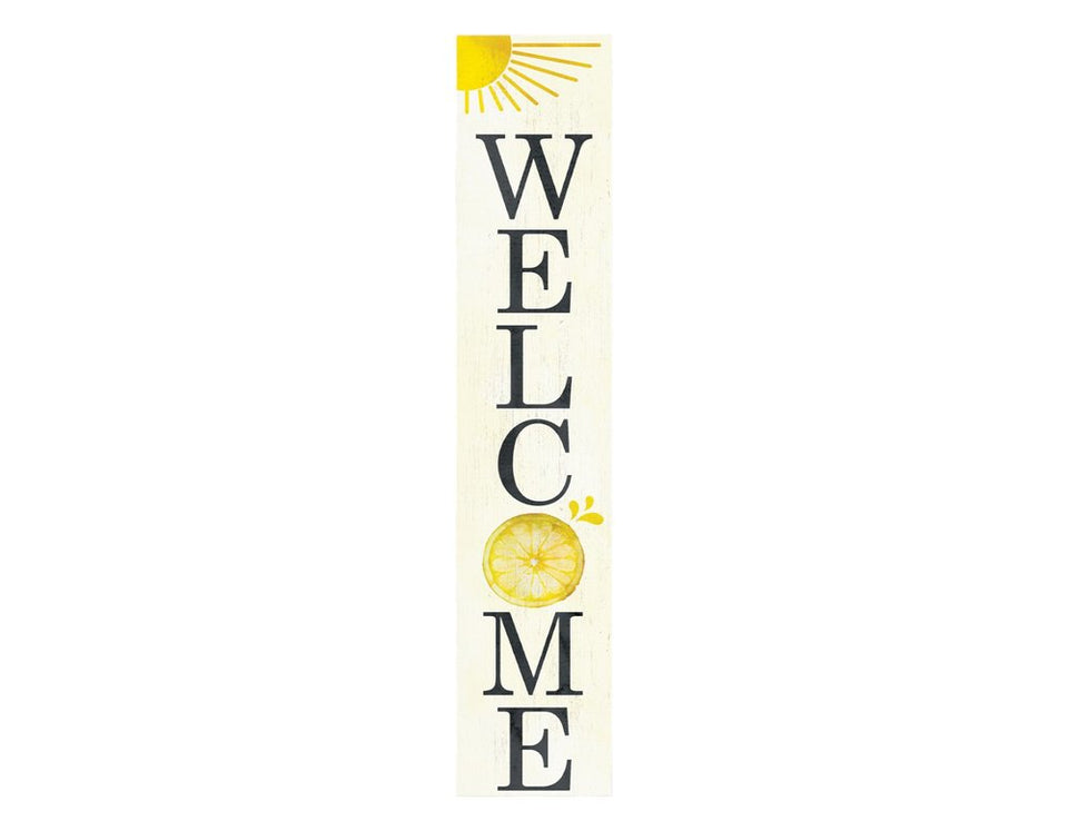 48" White And Yellow Solid Wood Welcome Porch Sign