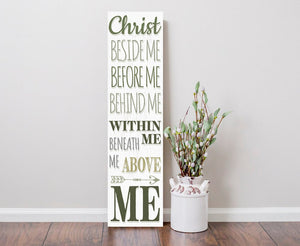 36" White And Green Solid Wood Christ Religious Porch Sign