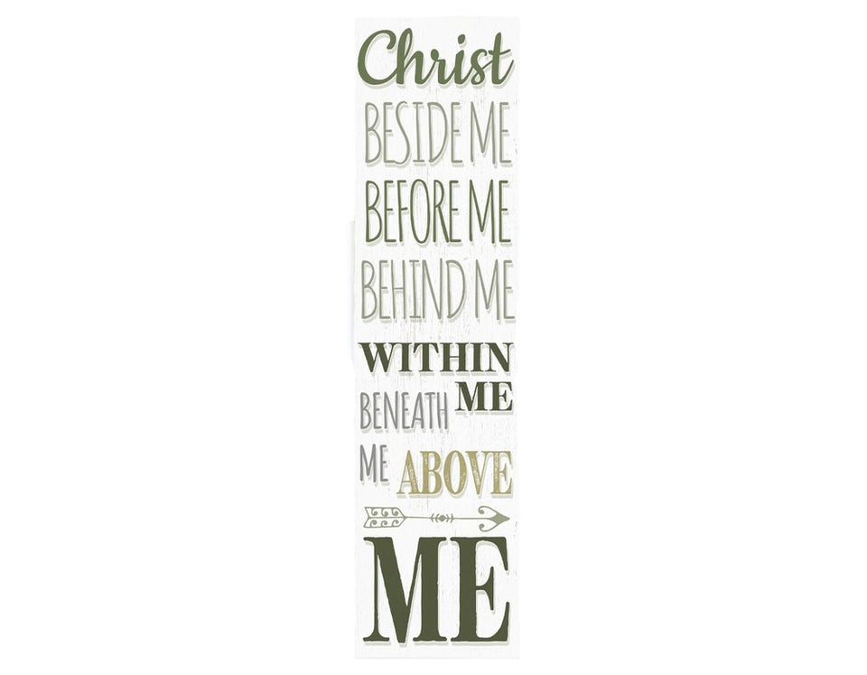 36" White And Green Solid Wood Christ Religious Porch Sign