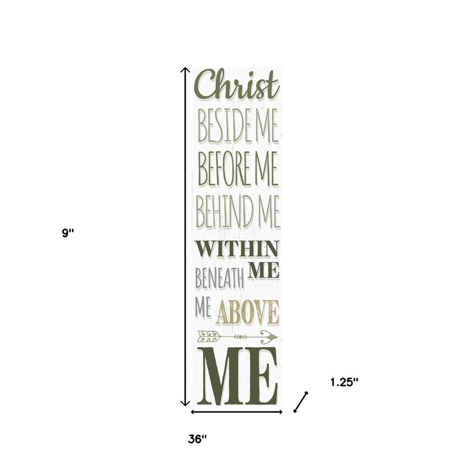 36" White And Green Solid Wood Christ Religious Porch Sign