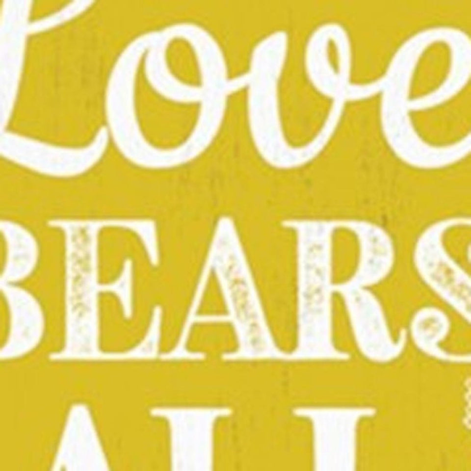 36"  Yellow And White Solid Wood Love Religious Porch Sign