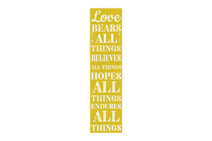 36"  Yellow And White Solid Wood Love Religious Porch Sign