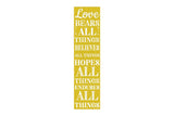 36"  Yellow And White Solid Wood Love Religious Porch Sign
