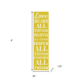 36"  Yellow And White Solid Wood Love Religious Porch Sign