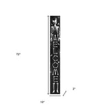 72" Black And White Solid Wood Welcome Halloween Skeleton Porch Sign