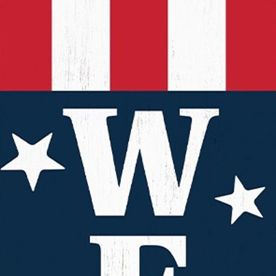 36" Red White And Blue Solid Wood Patriotic Welcome Porch Sign