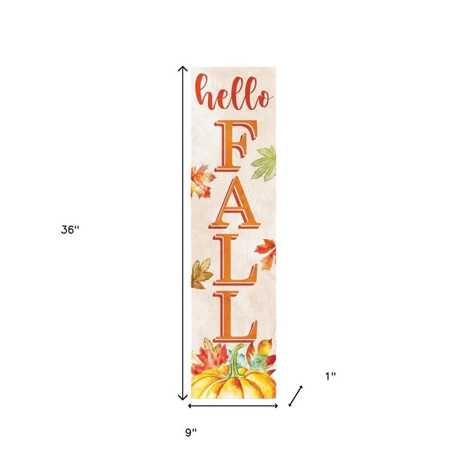 36" Orange Solid Wood Hello Fall Porch Sign