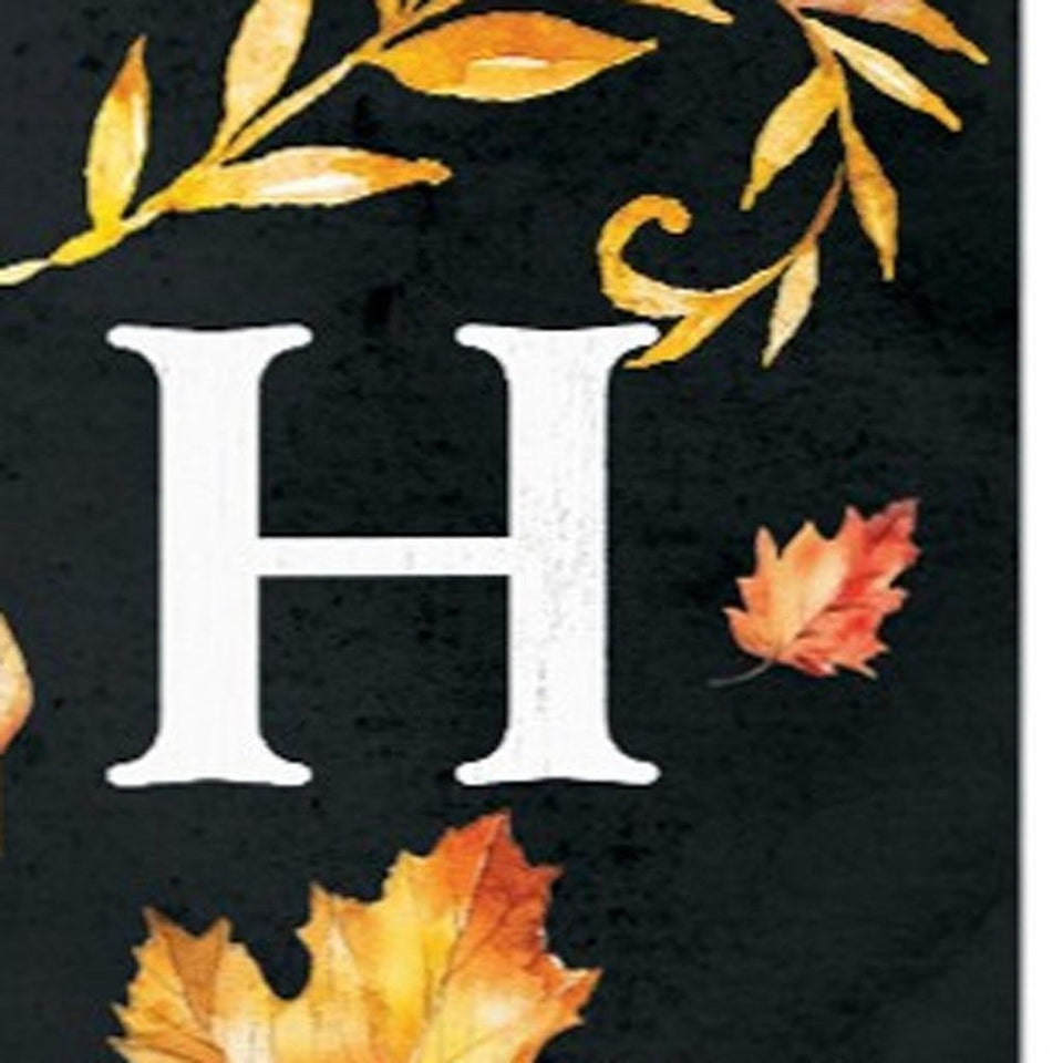 36" Black And Orange Solid Wood Harvest Leaves Porch Sign