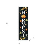 36" Black And Orange Solid Wood Harvest Leaves Porch Sign