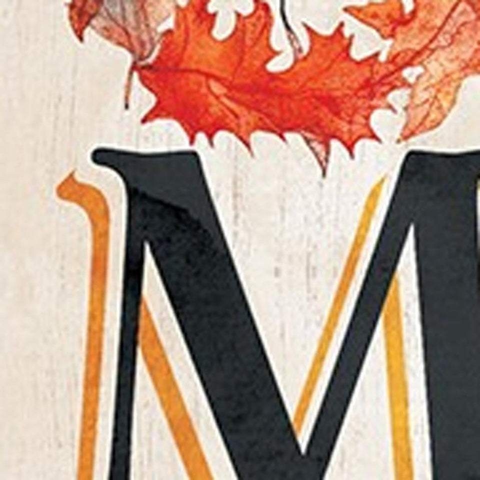 36" Black Off White And Orange Solid Wood Home Sweet Leaves Porch Sign