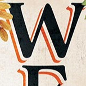 36" Off White Orange And Black Solid Wood Porch Sign