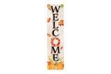 36" Off White Orange And Black Solid Wood Porch Sign