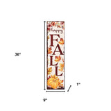 36" Off White And Orange Solid Wood Happy Fall Leaves Porch Sign