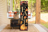 36" Black And Orange Solid Wood Happy Fall Leaves Porch Sign