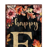 36" Black And Orange Solid Wood Happy Fall Leaves Porch Sign