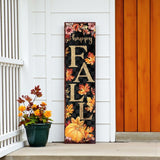 36" Black And Orange Solid Wood Happy Fall Leaves Porch Sign