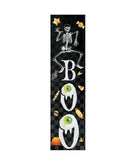 36" Black And White Solid Wood Boo Halloween Skeleton Porch Sign