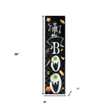 36" Black And White Solid Wood Boo Halloween Skeleton Porch Sign