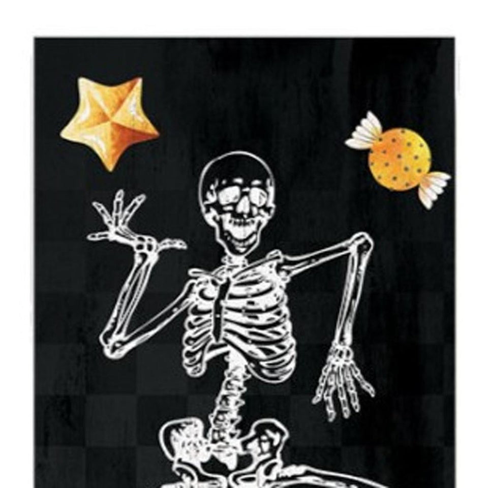 36" Black And White Solid Wood Boo Halloween Skeleton Porch Sign