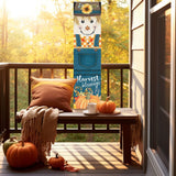 36" Blue And Orange Solid Wood Happy Harvest Scarecrow Porch Sign