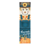 36" Blue And Orange Solid Wood Happy Harvest Scarecrow Porch Sign