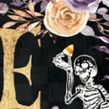 36" Black Gold And Purple Solid Wood Eek Halloween Skeleton Porch Sign