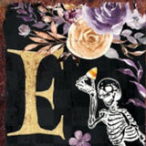 36" Black Gold And Purple Solid Wood Eek Halloween Skeleton Porch Sign