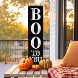 36" Black And White Solid Wood Boo Halloween Porch Sign