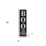36" Black And White Solid Wood Boo Halloween Porch Sign