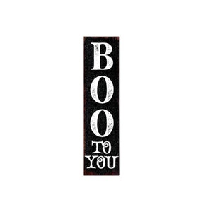 36" Black And White Solid Wood Boo Halloween Porch Sign