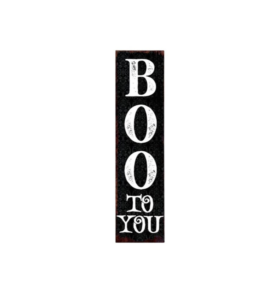 36" Black And White Solid Wood Boo Halloween Porch Sign