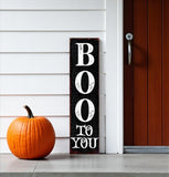 36" Black And White Solid Wood Boo Halloween Porch Sign