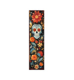36" Black And Orange Solid Wood Day of the Dead Skull Porch Sign