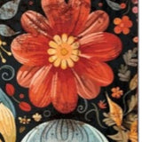 36" Black And Orange Solid Wood Day of the Dead Skull Porch Sign