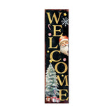 36" Black Gold And Red Solid Wood Welcome Christmas Santa Porch Sign